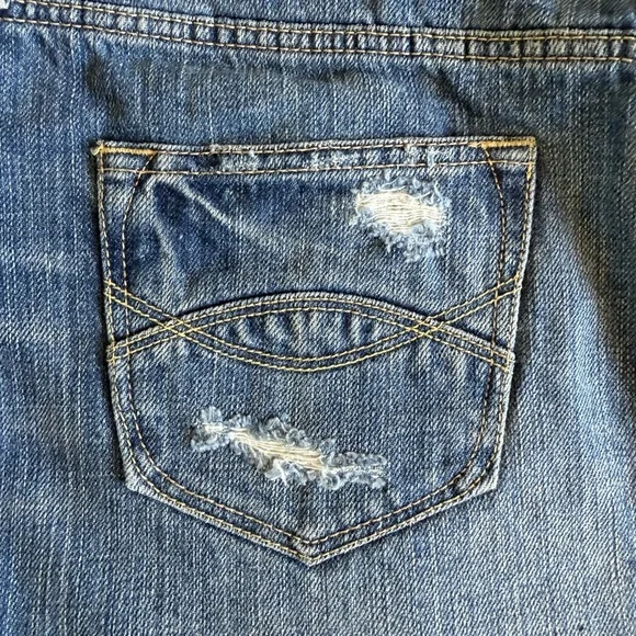 Y2K Abercrombie & Fitch Blue Distressed Mini Skirt - size 6 - Picture 7 of 8